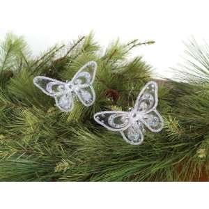 Club Pack of 12 Snow Drift White Jewel Butterfly Clip On Christmas 