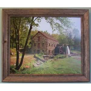  Stone Mill with Waterwheel Print in Pine Frame Everything 