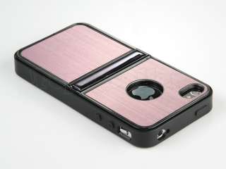 Pink Deluxe Aluminum W/Chrome Stand Back Case Cover Fr iPhone 4 4S S 