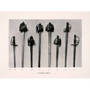 1902 Print Scottish Sword Basket Pierced Hilt Broadsword Weapon Blade 