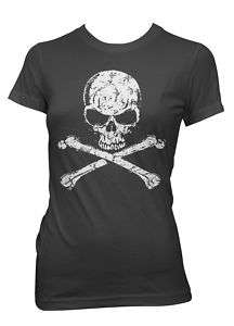 Big Skull and Crossbones Goth Punk Emo Girls T Shirt  
