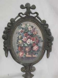 Set Of 2 Metal Frames Made In Italy Floral Pictures  