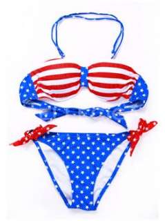  Fashion–RELLECIGA New Halter Strap American Blue Flag Style Bikini 