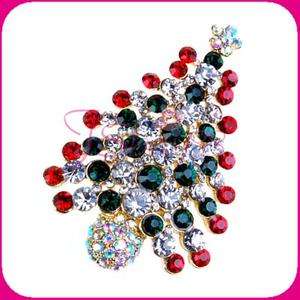 Gorgeous Pin Brooch Christmas Tree Crystal Holiday New  