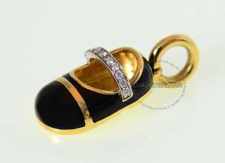 Aaron Basha 18K Yellow Gold Diamond & Enamel Baby Girl Shoe  