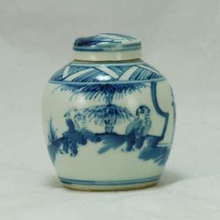 Antique Chinese Porcelain Blue White Pot / Vase / Tea Caddy  