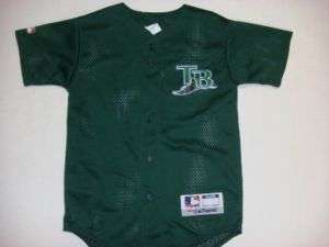 MAJESTIC Tampa Bay Devil Rays Baseball Jersey Shirt YOuth ~L  