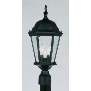 NEW 3 Light Med Outdoor Post Lamp Lighting Fixture, Black, Clear 
