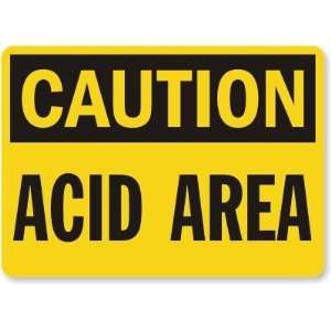  Caution Acid Area Laminated Vinyl Sign, 14 x 10 Office 