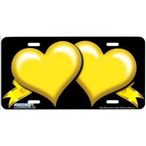 Yellow Ribbon Hearts on Black Heart Airbrushed License Plates Car 
