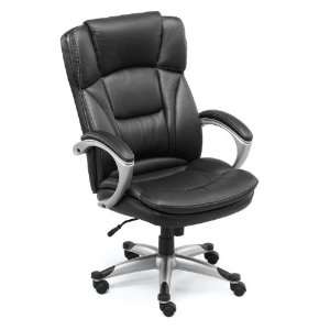  Omega Big and Tall Leather Executive Chair Black Leather 