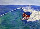 basset hound surfing picture dog art note cards 