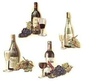 Set of 4 Wine Bottle Glass Grape Select A Size Waterslide Ceramic 