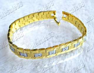 wholesale lots 5pcs golden stainless steel man chain bracelet  