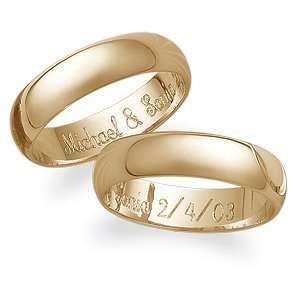  14K Gold Engraved Wedding Ring, Size 5 Jewelry