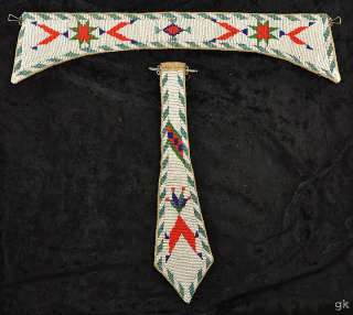 Pc Antique Native American Plains Indian Beaded Tie & Collar  