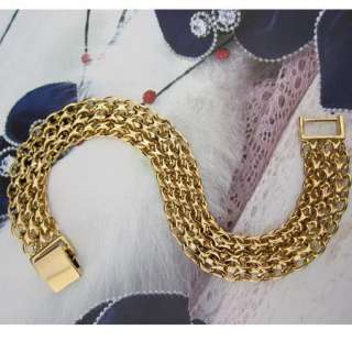 18K Yellow Gold Filled Women GF Bracelet Watch Chain Cuff Link 