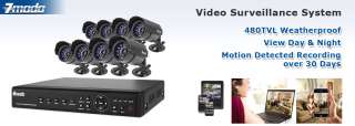 ZMODO 8 CH CCTV Security DVR Outdoor IR Camera System 500GB Hard Drive 