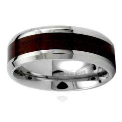Stainless Steel Mens Wood Inlay Ring  
