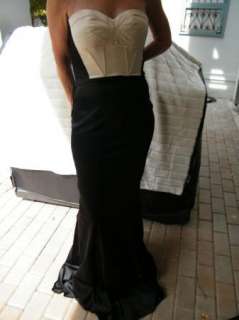 BEBE DRESS beige black long gown 10 new 173139 Juliette  