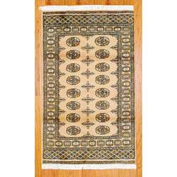   Hand knotted Bokhara Beige Wool Rug (3 x 5)  