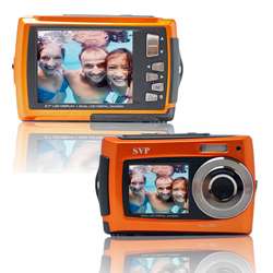 Aqua 5800 18MP Dual Screen Waterproof Orange Digital Camera with Micro 