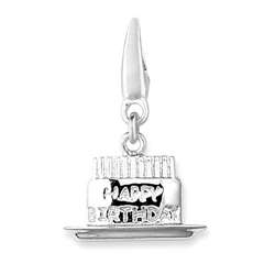 Sterling Silver Birthday Cake on a Plate Charm  