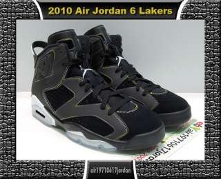2010 Nike Air Jordan VI 6 Retro Black Gold Purple Los Angeles Lakers 