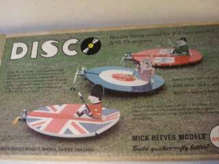 MICK REEVES MODELS * DISCO * R/C MODEL AIRPLANE KIT **  