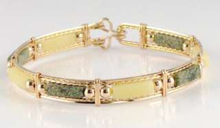 Lemon And Russian Jade Bangle Bracelet 14K Rolled Gold  