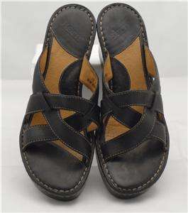 BORN Womans Black Wedge Slide Sandals Size US 10/ EUR 42 Super Cute 