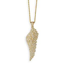 14k Yellow Gold Overlay Angel Wing Necklace  