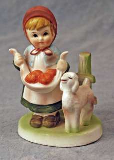 Vintage Porcelain Girl with Lamb Figurine___Nice  
