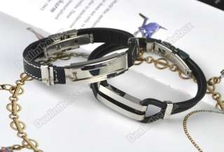 1pcs Charm Mens Cool Stainless Steel Rubber Bracelet Wristband 