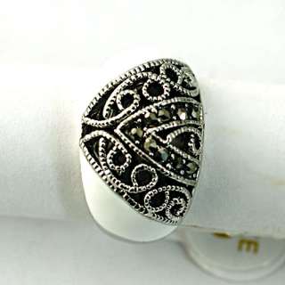   Generous Carved Floral Jewelry Retro Tibet Silver Mens CZ Ring  