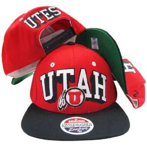  Utah Utes Red/Black Two Tone Snapback Adjustable Plastic 