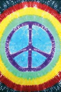 RB Tie Dye Peace Sign Tapestry Wallhanging Bedspread  