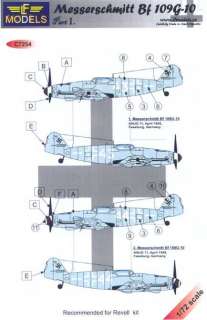 LF Models Decals 1/72 MESSERCHMITT Bf 109G 10 Fighter  