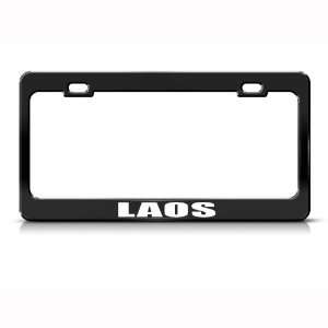 Laos Flag Black Country Metal license plate frame Tag Holder
