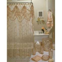 Crystal Leaf Rose Shower Curtain and Hooks  