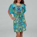Sandra Darren Womens Turquoise/ Lime Floral Dress