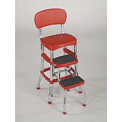 Assembled Red Retro Chair/ Step Stool  