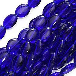 Czech 8x6 mm Flat Cobalt Blue Glass Beads (50)  