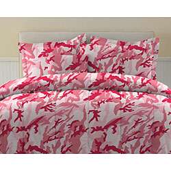 Camo Print Pink 3 piece Comforter Set  