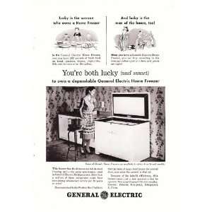  1947 Ad General Electric Home Freezer 8 Lucky  Woman 