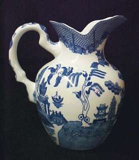 Blue Willow Porcelain China Large Milk Water Pitcher  