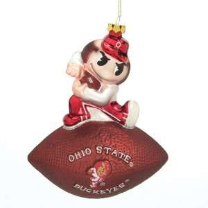  Ohio State Buckeyes Ncaa Glass Mascot Football Ornament (6 