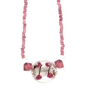 Mauve Murano Glass Round Floral Necklace Jewelry