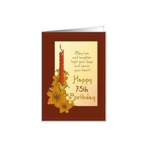  Happy 75th Birthday Tiger Lily and Red Candle Card Toys & Games