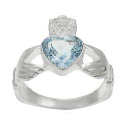 Sterling Silver Blue Topaz Claddagh Ring  